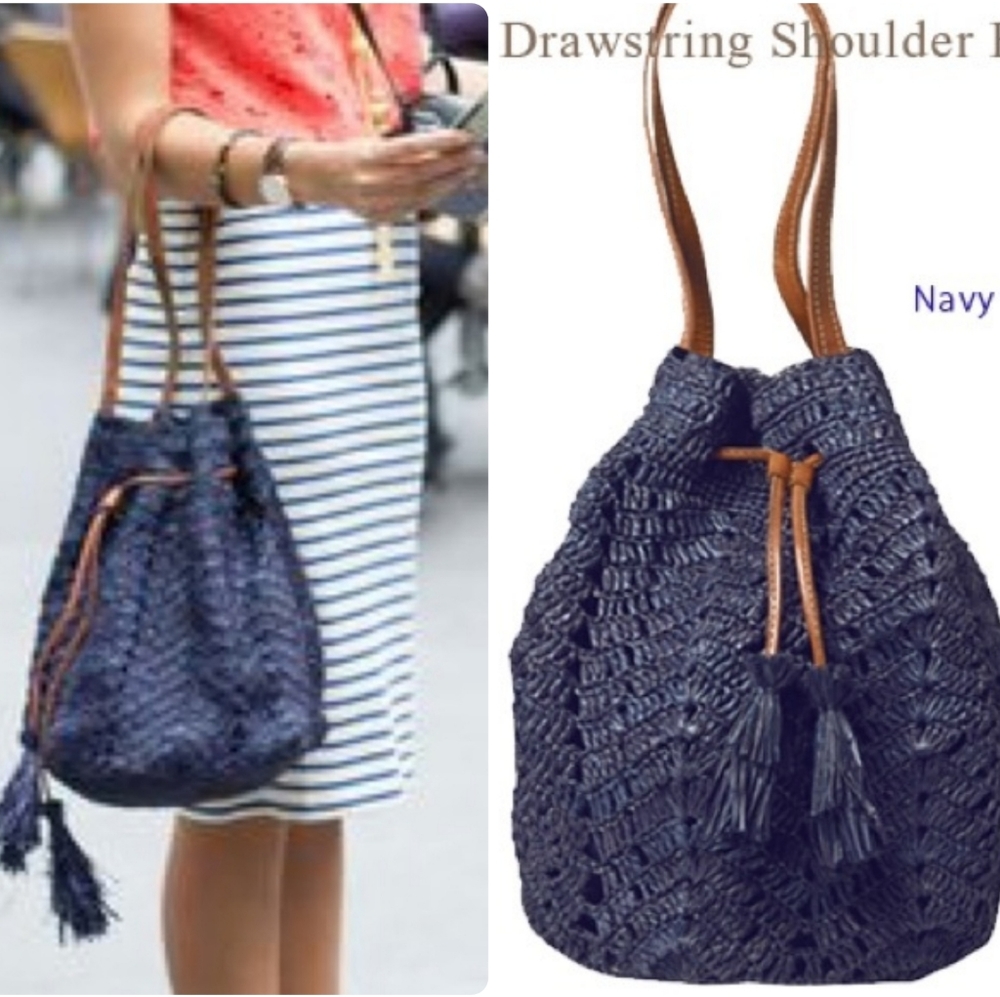 Mar y Sol Sanibel Navy Drawstring Tote Bag